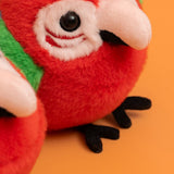 Chubby Green-Winged Macaw Plush Keychain – 4" Cute Round Parrot Stuffed Animal Bag Charm & Keyring Gift for Bird Lovers