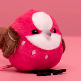 Chirping Pallas’s Rosefinch Plush Keychain – Interactive Bird Bag Charm & Cute Backpack Clip (No Batteries Required, 5.5")