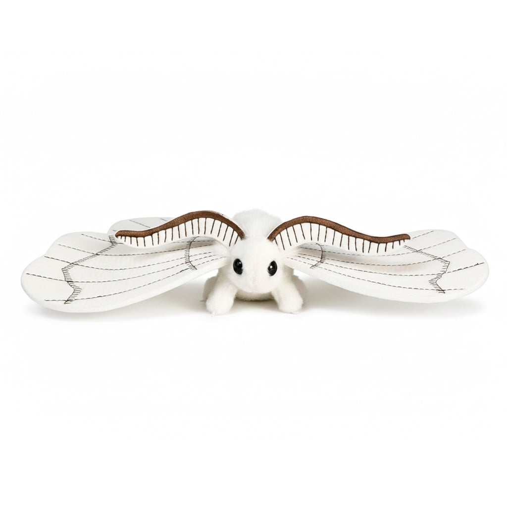 White Silk Moth Plush Toy - Cute Realistic Stuffed Insect Mothie, Soft ...