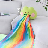 2-in-1 Cute Frog Stuffed Hugging Pillow with Flannel Blanket