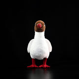 Lifelike Brown-headed Gull Stuffed Bird, 9.5" Realistic Seagull Plush Doll with Crimson Beak & Webbed Feet