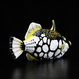 18" Realistic Clown Triggerfish Plush Toy – Lifelike Balistoides Conspicillum Marine Life Stuffed Animal