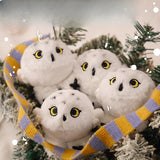 Chubby Stuffed Snowy Owl Bag Charm, Plush Owl Keychain