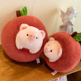 Kawaii Piggy Stuffed Animal Plush Toy with Apple Plush Toy