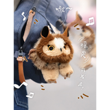Cute Long-eared Owl Stuffed Animal Bag Charm, Plush Sound Keychain