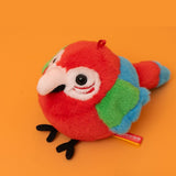 Chubby Green-Winged Macaw Plush Keychain – 4" Cute Round Parrot Stuffed Animal Bag Charm & Keyring Gift for Bird Lovers
