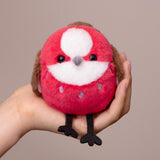 Chirping Pallas’s Rosefinch Plush Keychain – Interactive Bird Bag Charm & Cute Backpack Clip (No Batteries Required, 5.5")