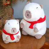 Cute Capybara Wearing Scarf Stuffed Plush Toy, Lazy Animal Plushies