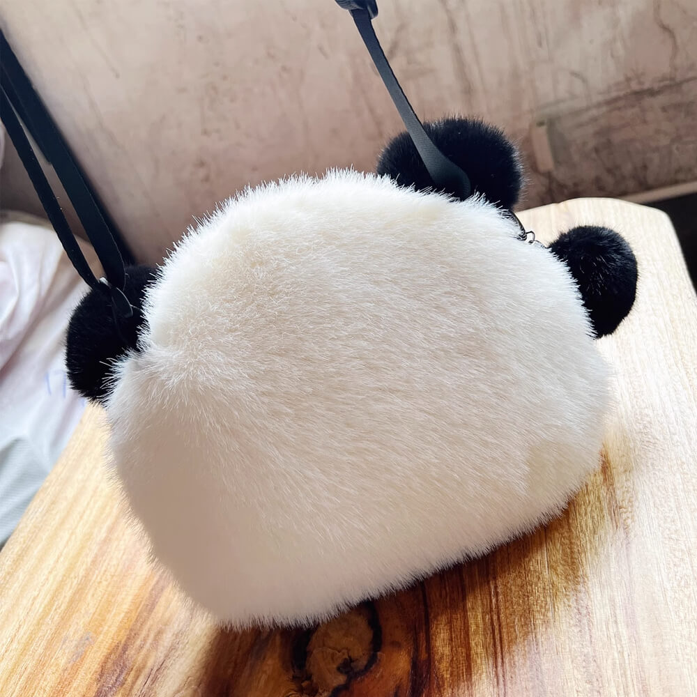 Fluffy Plush Panda Shoulder Bag, Crossbody Packet