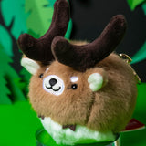 Chubby Stuffed Eld's Deer Bag Charm, Plush Deer Keychain