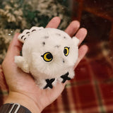 Chubby Stuffed Snowy Owl Bag Charm, Plush Owl Keychain