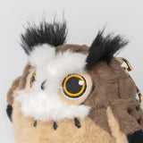 Chubby Stuffed Eurasian Eagle-Owl Bag Charm, Plush Owl Keychain
