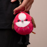 Chirping Pallas’s Rosefinch Plush Keychain – Interactive Bird Bag Charm & Cute Backpack Clip (No Batteries Required, 5.5")