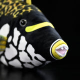 18" Realistic Clown Triggerfish Plush Toy – Lifelike Balistoides Conspicillum Marine Life Stuffed Animal