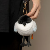 Cute Round Bird Plush Keychain - Motion-Activated Chirping Magpie & Azure-Winged Magpie Bag Charm (Battery-Free Sound)