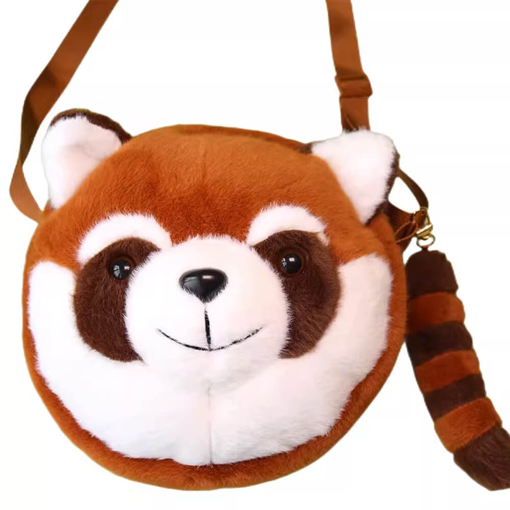 Fluffy Red Panda Crossbody Bag, Animal Shoulder Bag