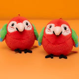 Chubby Green-Winged Macaw Plush Keychain – 4" Cute Round Parrot Stuffed Animal Bag Charm & Keyring Gift for Bird Lovers