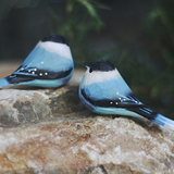 Handmade Carved Wooden Oriental Magpie Bird Figurine