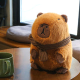 Cute Capybara Wearing Scarf Stuffed Plush Toy, Lazy Animal Plushies