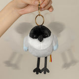 Cute Round Bird Plush Keychain - Motion-Activated Chirping Magpie & Azure-Winged Magpie Bag Charm (Battery-Free Sound)