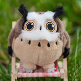 Chubby Stuffed Eurasian Eagle-Owl Bag Charm, Plush Owl Keychain