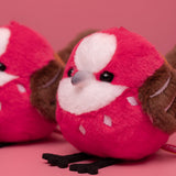 Chirping Pallas’s Rosefinch Plush Keychain – Interactive Bird Bag Charm & Cute Backpack Clip (No Batteries Required, 5.5")