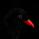 12" Lifelike Red-billed Chough Plush Toy – Soft Alpine Crow Stuffed Animal