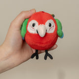 Chubby Green-Winged Macaw Plush Keychain – 4" Cute Round Parrot Stuffed Animal Bag Charm & Keyring Gift for Bird Lovers