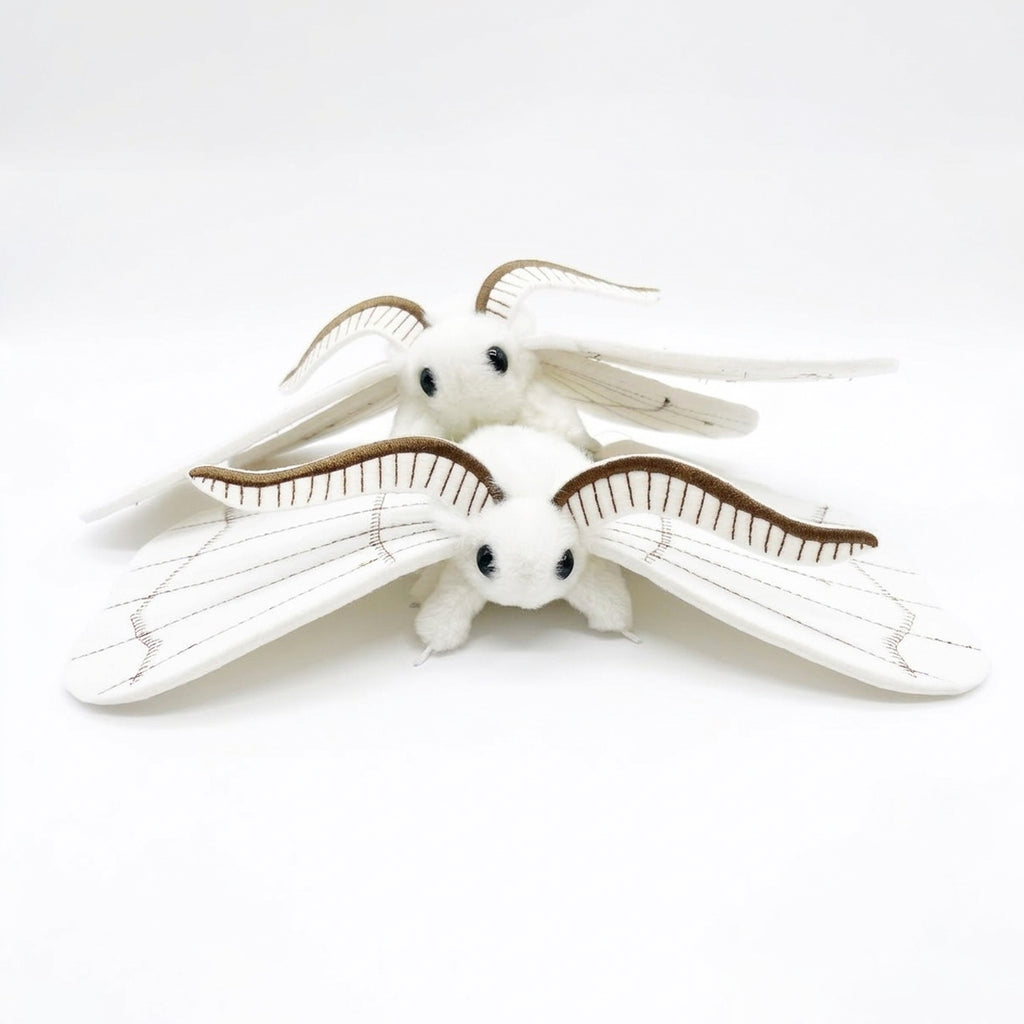 White Silk Moth Plush Toy - Cute Realistic Stuffed Insect Mothie, Soft ...