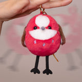Chirping Pallas’s Rosefinch Plush Keychain – Interactive Bird Bag Charm & Cute Backpack Clip (No Batteries Required, 5.5")