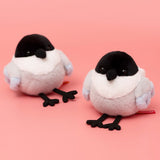 Cute Round Bird Plush Keychain - Motion-Activated Chirping Magpie & Azure-Winged Magpie Bag Charm (Battery-Free Sound)