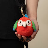 Chubby Green-Winged Macaw Plush Keychain – 4" Cute Round Parrot Stuffed Animal Bag Charm & Keyring Gift for Bird Lovers