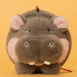 Cute Chubby Hippo Plush Keychain - Soft Round Stuffed Hippopotamus Bag Charm