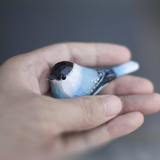 Handmade Carved Wooden Oriental Magpie Bird Figurine