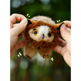 Cute Long-eared Owl Stuffed Animal Bag Charm, Plush Sound Keychain