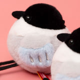 Cute Round Bird Plush Keychain - Motion-Activated Chirping Magpie & Azure-Winged Magpie Bag Charm (Battery-Free Sound)