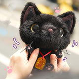 Fluffy Black Cat Stuffed Animal Plush Toy, Cute Kitten Plushies