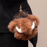 Fluffy Woolly Mammoth Plush Keychain – Cute Prehistoric Animal Bag Charm & Backpack Accessory