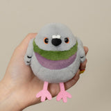 Chubby Rock Dove Plush Keychain | Shake & Chirp Battery-Free Mini Feral Pigeon Charm (11cm)