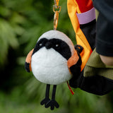 Chubby Shrike Plush Bag Charm – Long-Tailed Shrike Bird Keychain
