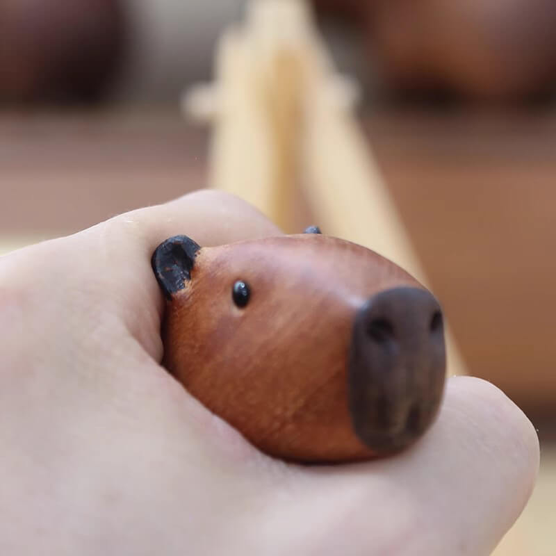 Handmade Carved Wooden Capybara Animal Figurine