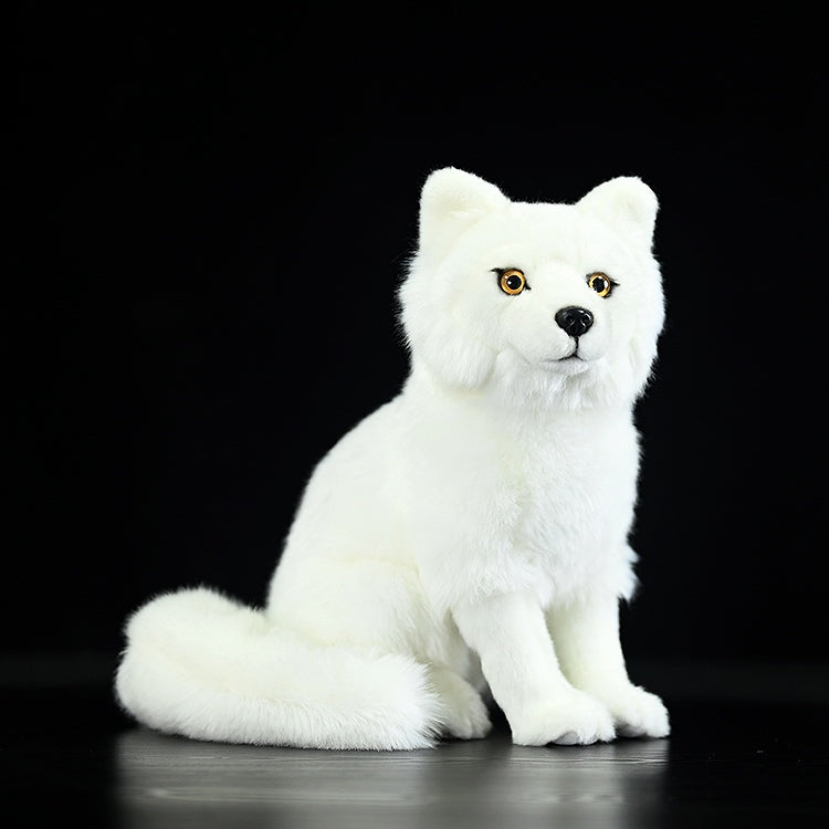 Realistic Arctic Fox Stuffed Animal Plush Toy, White Fox Plushies
