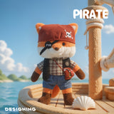 Little Pirate Fox Stuffed Animal Plush Toy, Cute Fox Plushies