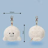 Fluffy Baby Seal Plush Keychain - Cute Animal Bag Charm & Backpack Accessory