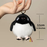 Chubby Adélie Penguin Plush Keychain - Derpy Round Bird Bag Charm (4.3")