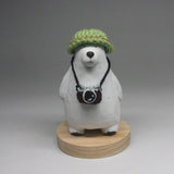 Handmade Polar Bear Ceramic Figurine, Home Ornaments