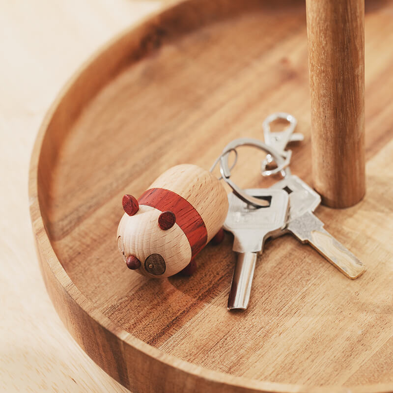 Handmade Wood Panda keychain, Animal Bag Charm