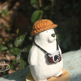 Handmade Polar Bear Ceramic Figurine, Home Ornaments