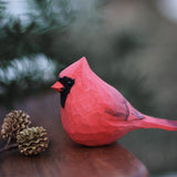 Handmade Carved Wooden Northern Cardinal Bird Figurine