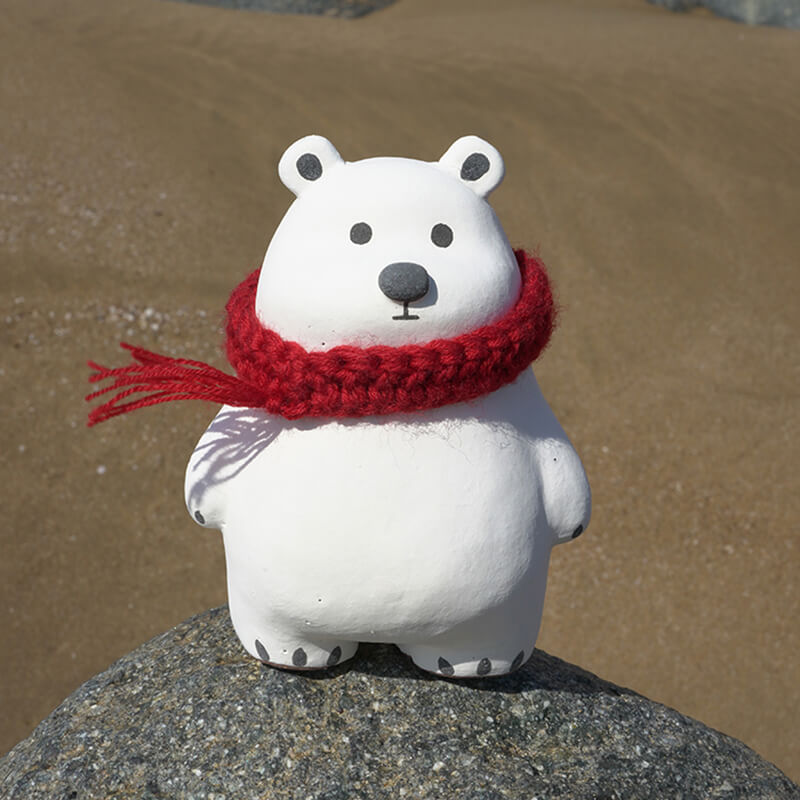 Handmade Polar Bear Ceramics Figure